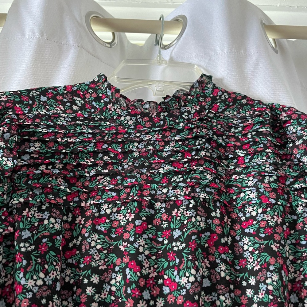 MSK Black Floral Long Sleeve Dress